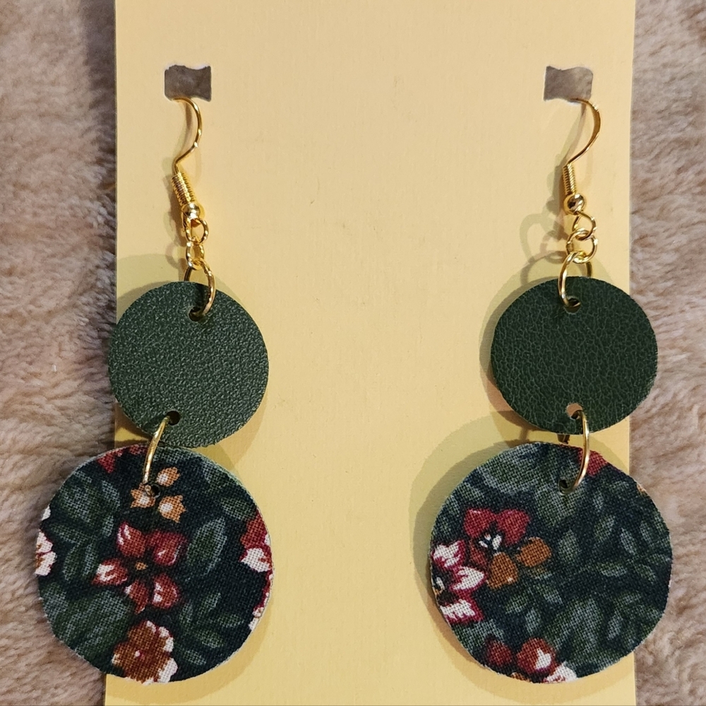 Floral Green Dangle Earrings
